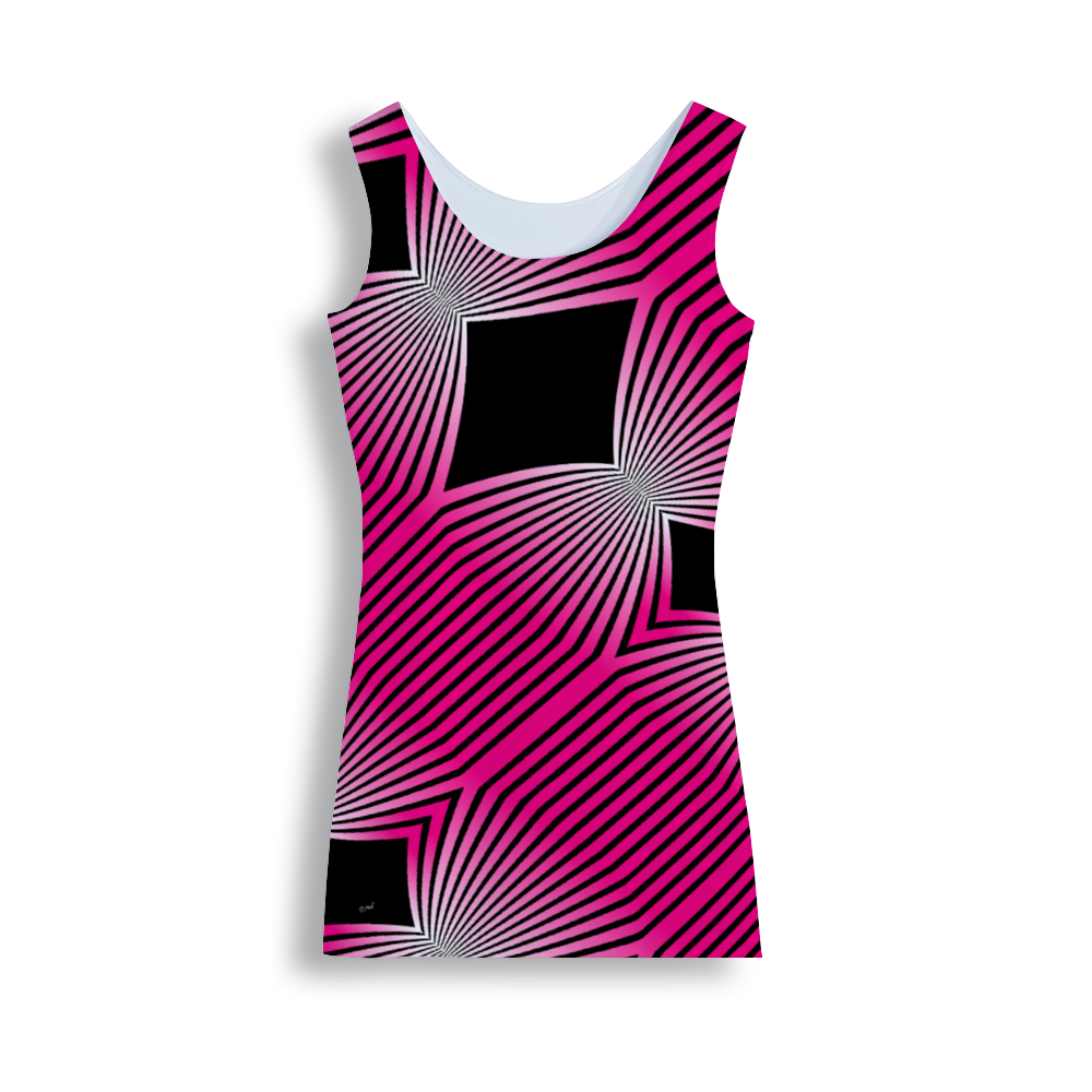 Xpreshun Black and Pink Crew Neck Tank Dress