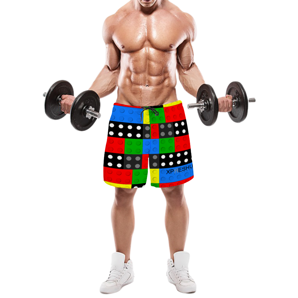Xpreshun Lego Blocks Quick Drying Swim Trunks Beach Shorts with Mesh Lining
