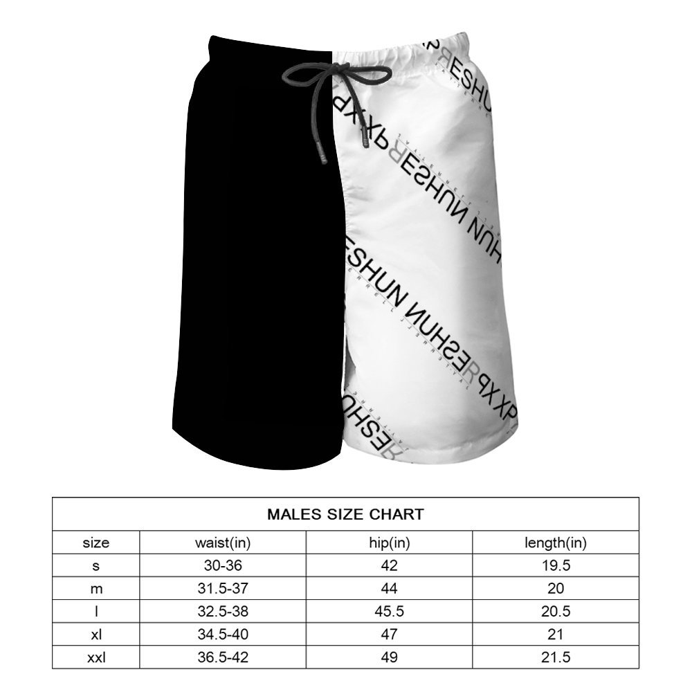 Xpreshun Black & White Logo Quick Drying Swim Trunks Beach Shorts with Mesh Lining