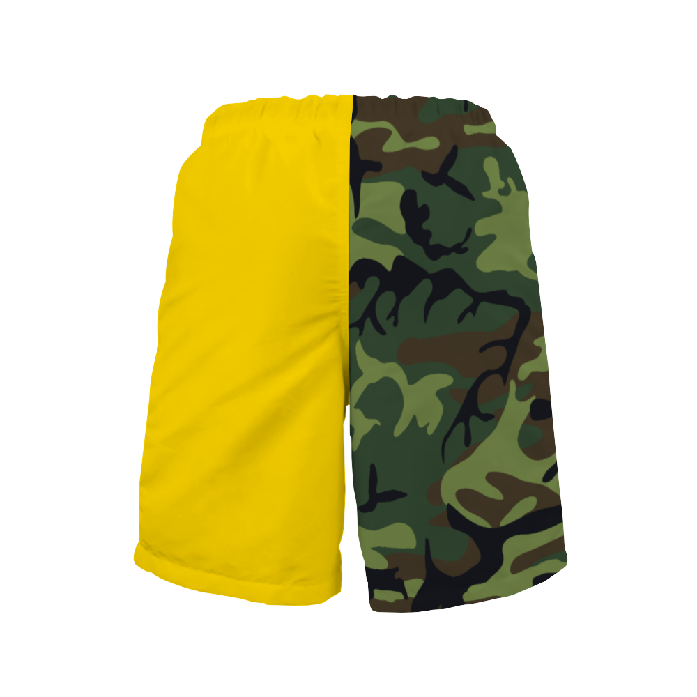 Gold and Camo Quick Drying Swim Trunks Beach Shorts with Mesh Lining