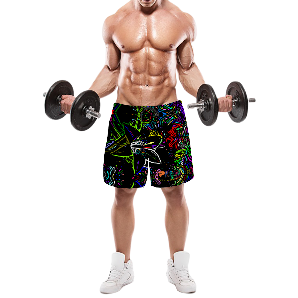 Abstract Flower Quick Drying Swim Trunks Beach Shorts with Mesh Lining