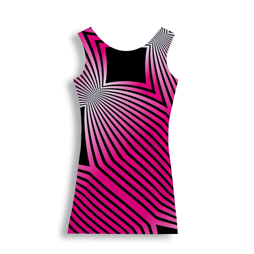 Xpreshun Black and Pink Crew Neck Tank Dress
