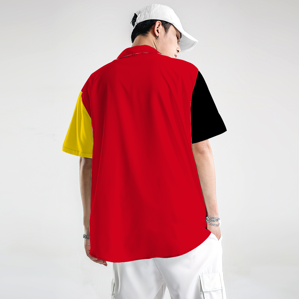 Red, Black and Gold Short Sleeve Shirt