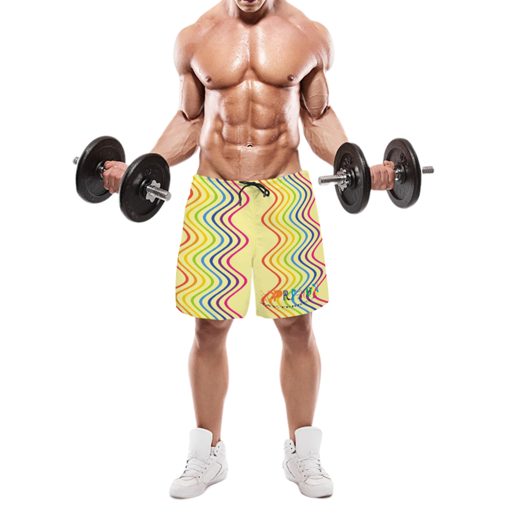 A Groovy Rainbow Quick Drying Swim Trunks Beach Shorts with Mesh Lining