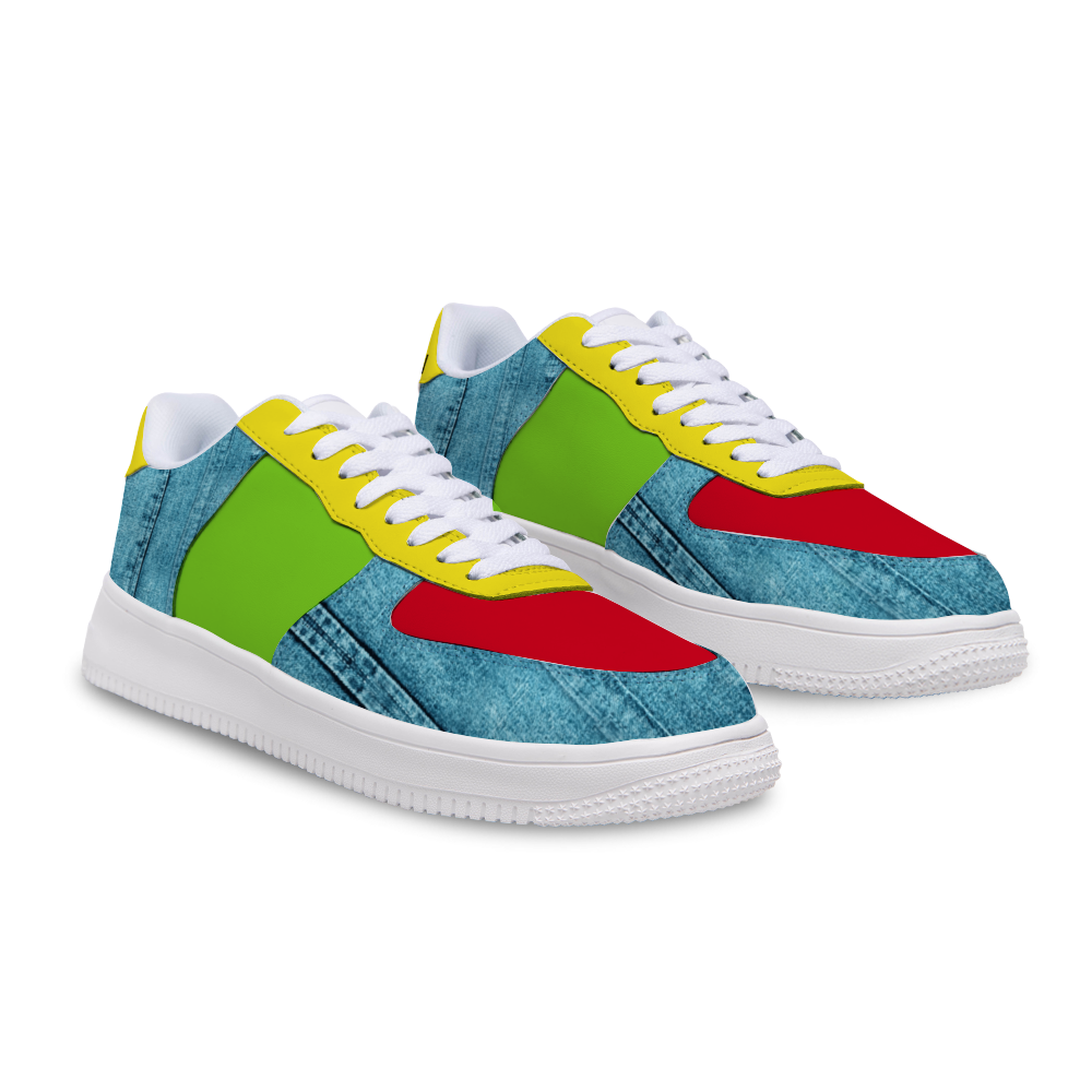 Denim Color Blocked Unisex Leisure Sports Shoes