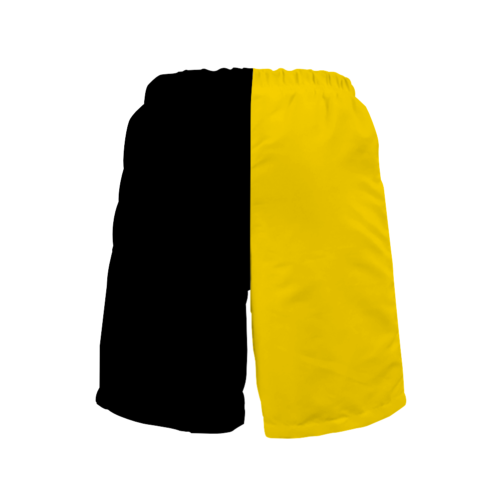 Black and Gold Quick Drying Swim Trunks Beach Shorts with Mesh Lining