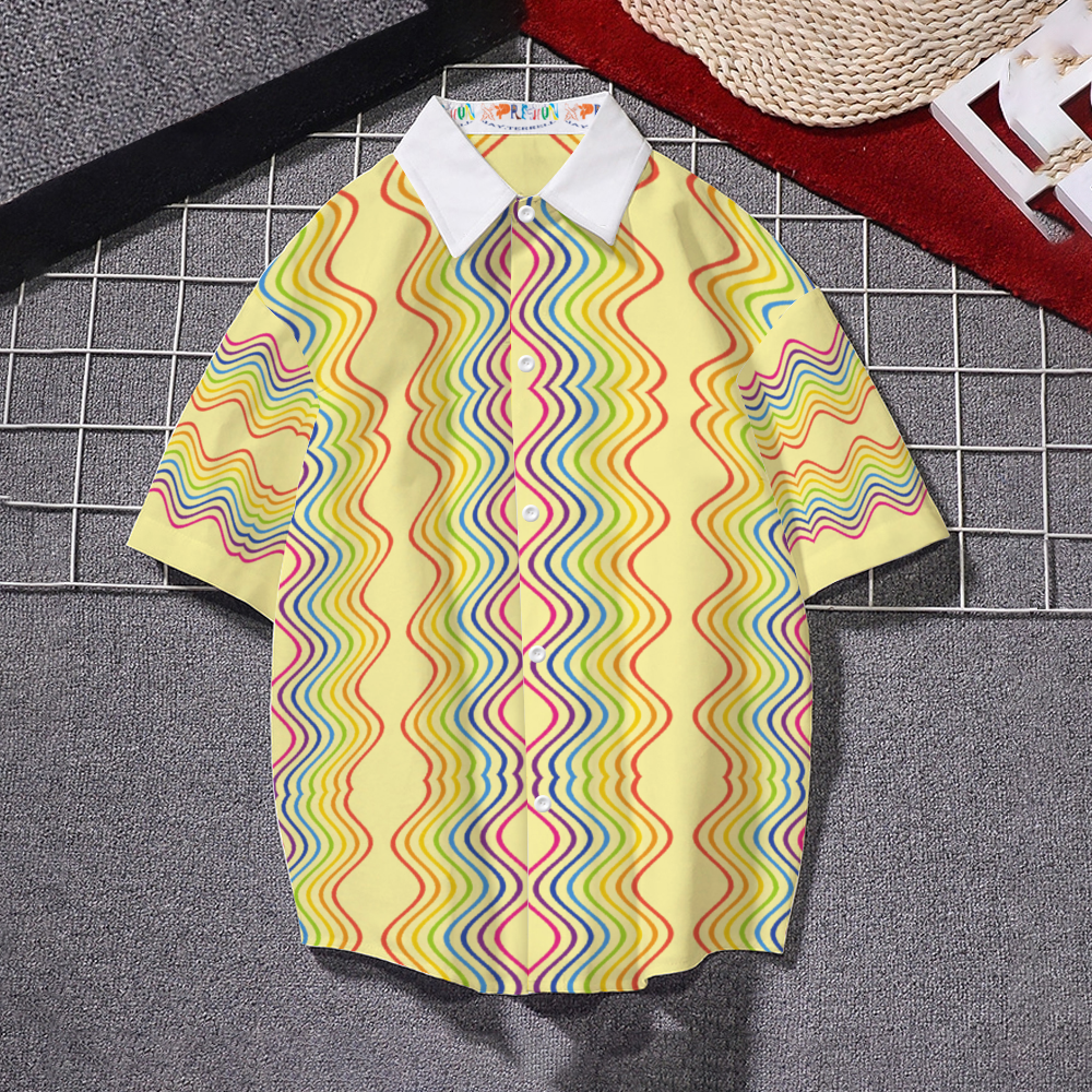Yellow Groovy Rainbow Short Sleeve Unisex Shirt
