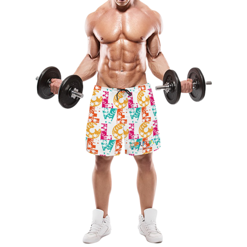 Xpreshun Love Men's Quick Drying Swim Trunks Beach Shorts with Mesh Lining