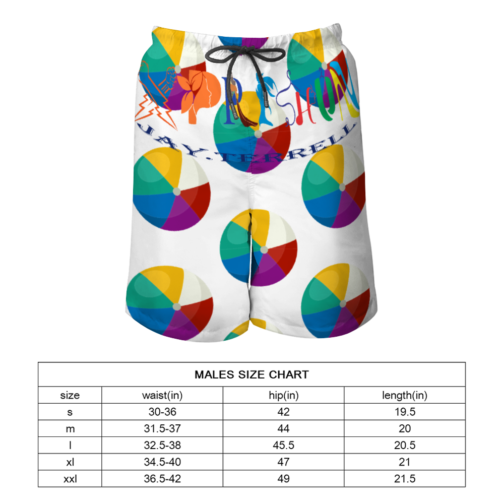 Xpreshun's Beach Balls Men's Quick Drying Swim Trunks Beach Shorts with Mesh Lining