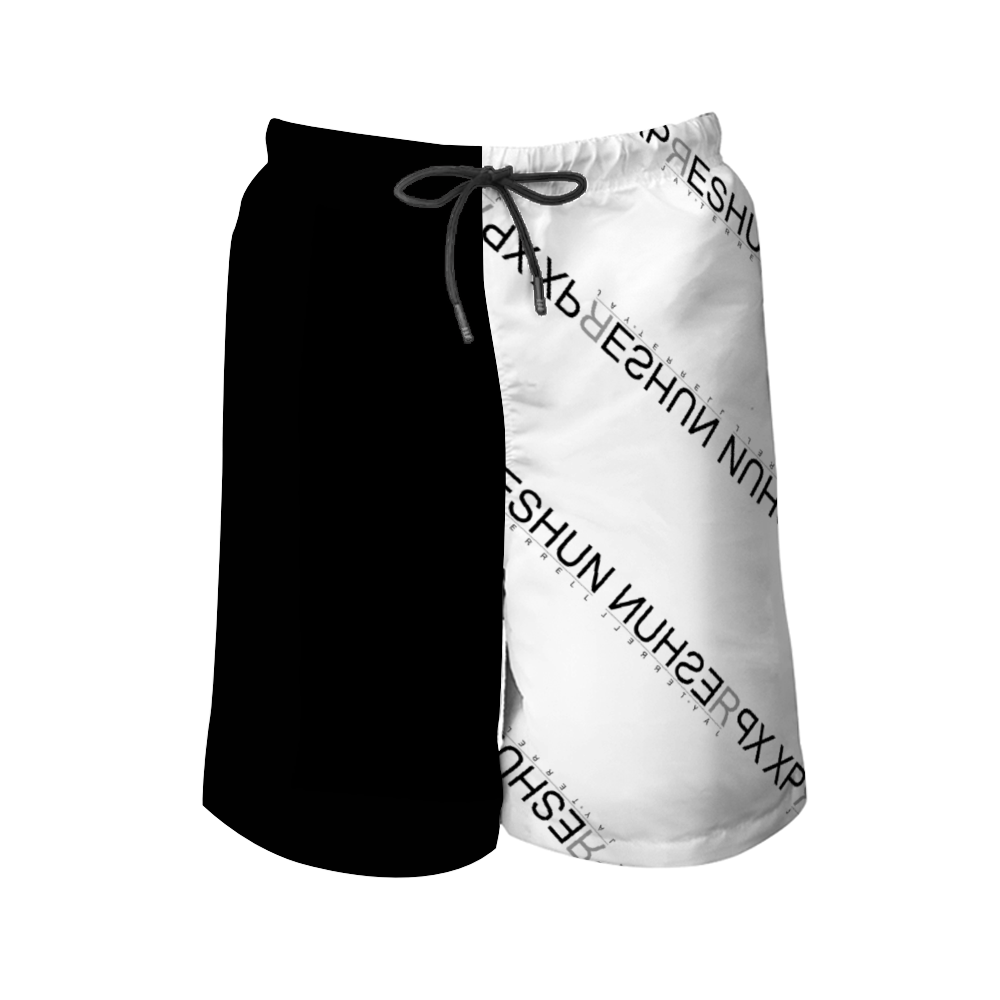 Xpreshun Black & White Logo Quick Drying Swim Trunks Beach Shorts with Mesh Lining