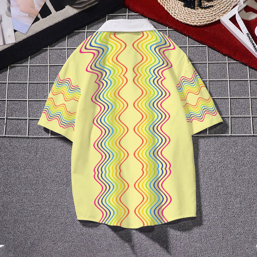 Yellow Groovy Rainbow Short Sleeve Unisex Shirt