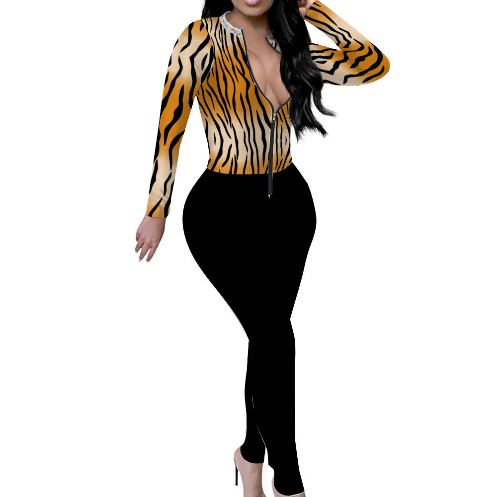 Xpreshun's Sexy Front Zip Long Sleeve Bodysuit