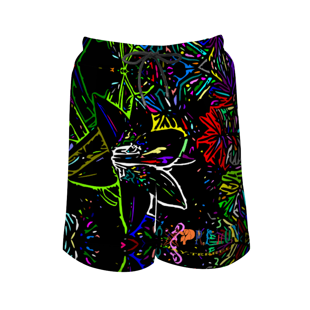 Abstract Flower Quick Drying Swim Trunks Beach Shorts with Mesh Lining