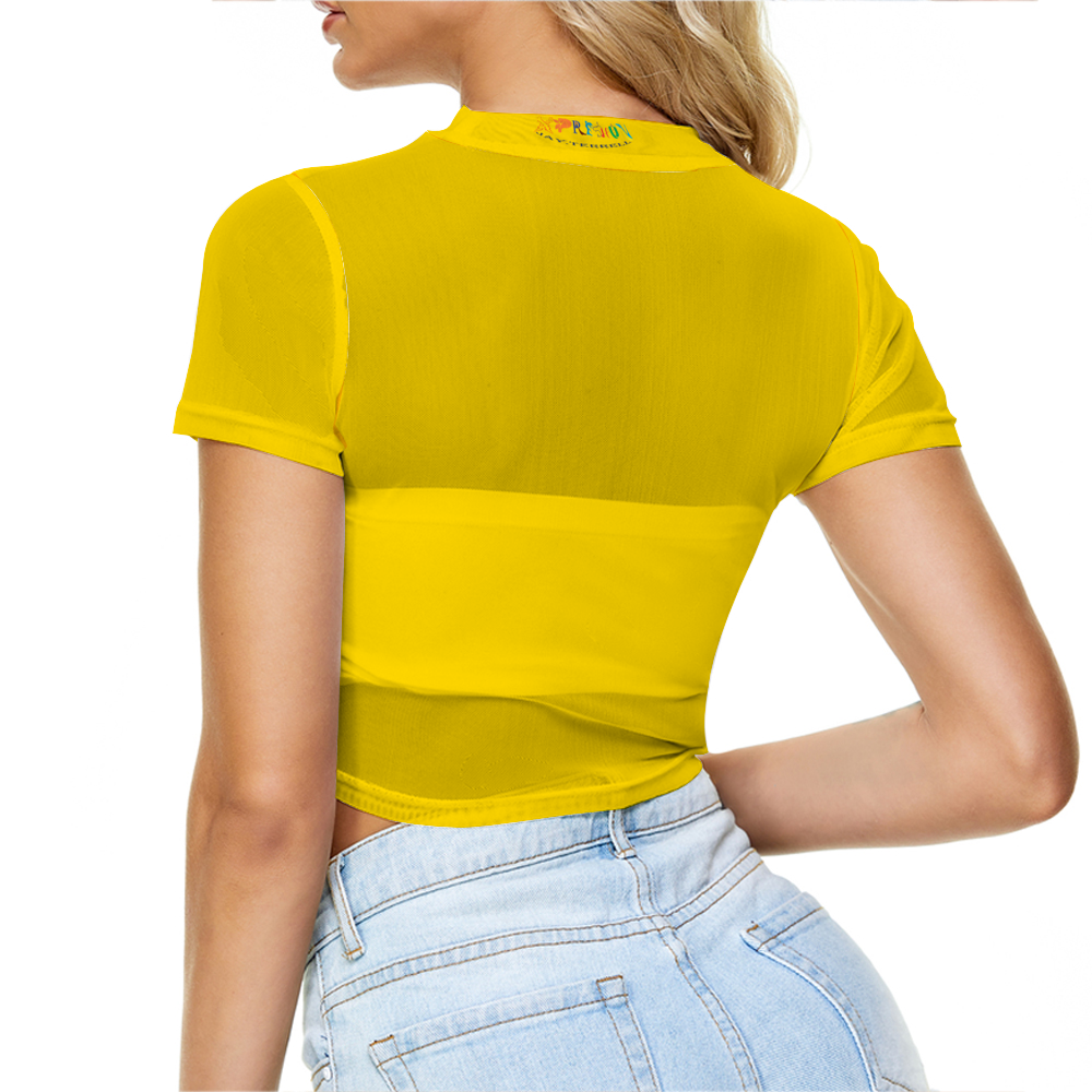 Xpreshun's Rainbow Unicorn Sheer Tee Mesh Crop Top See Through