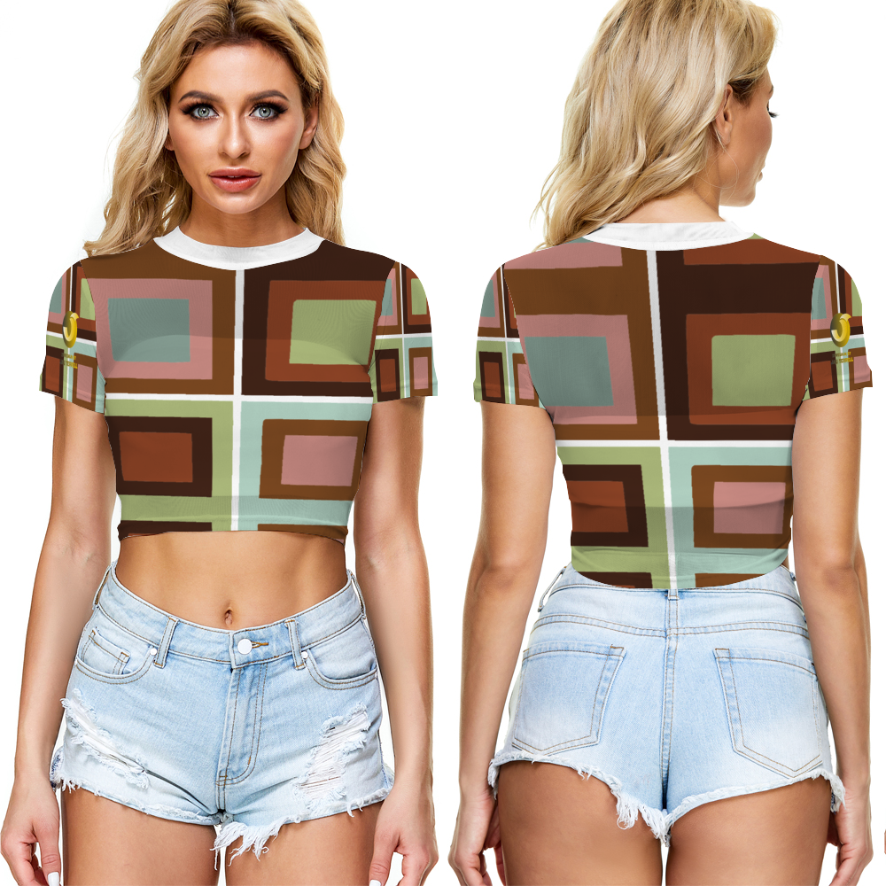 Xpreshun 4-Squared Sheer Tee Mesh Crop Top See Through