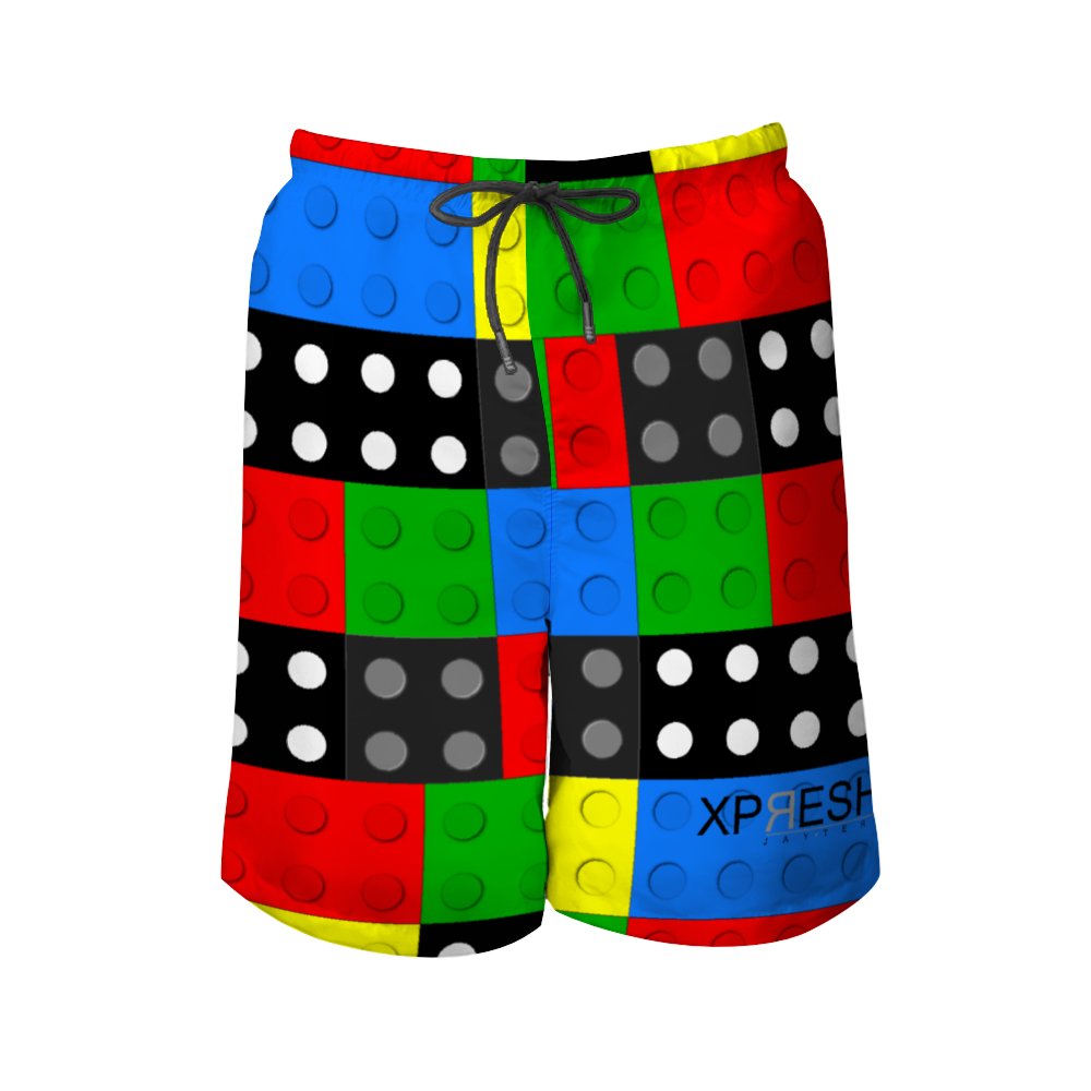 Xpreshun Lego Blocks Quick Drying Swim Trunks Beach Shorts with Mesh Lining