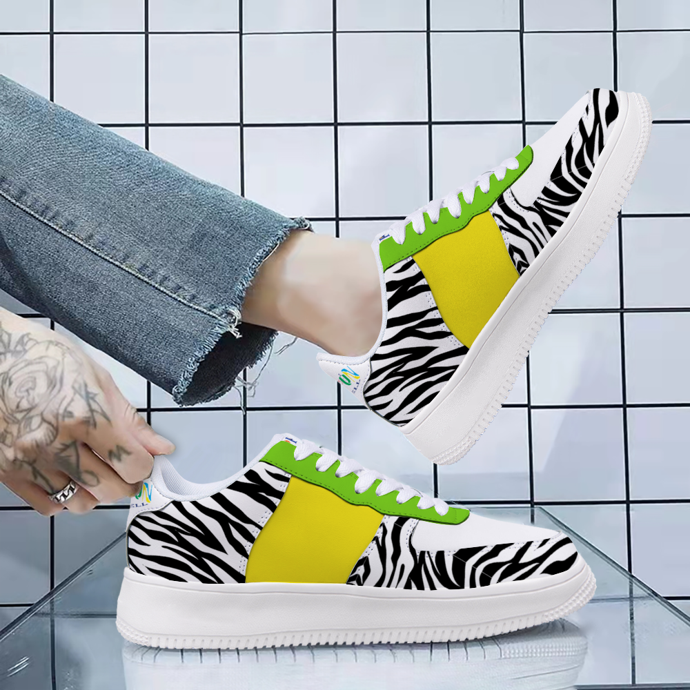 Zebra Print Lemon & Lime Unisex Leisure Sports Shoes