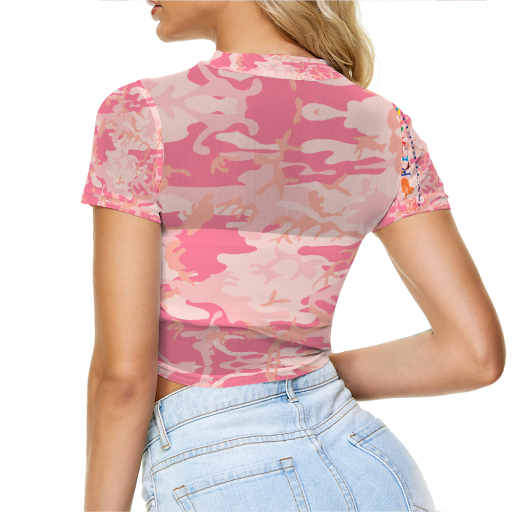 Love Xpreshun Sheer Tee Mesh Crop Top See Through