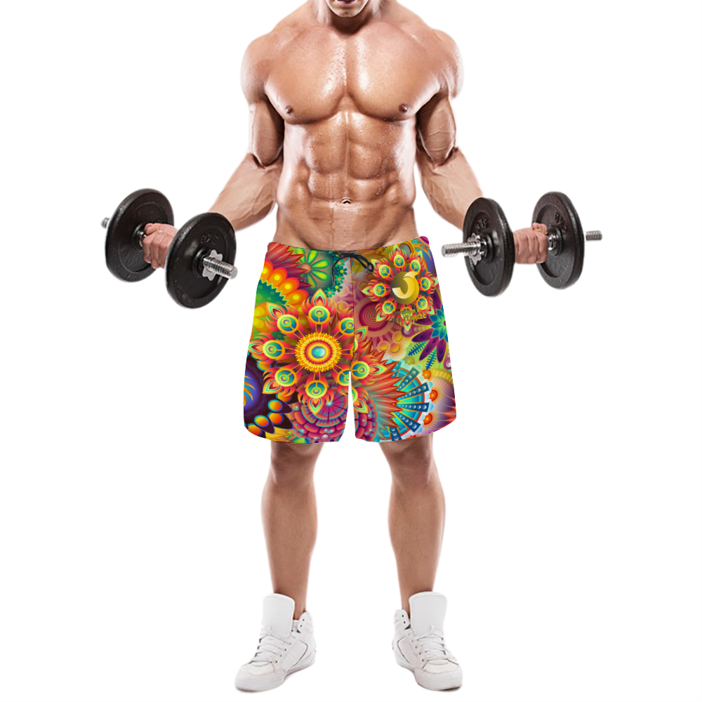 Xpreshun Trippy Flowers Men's Quick Drying Swim Trunks Beach Shorts with Mesh Lining