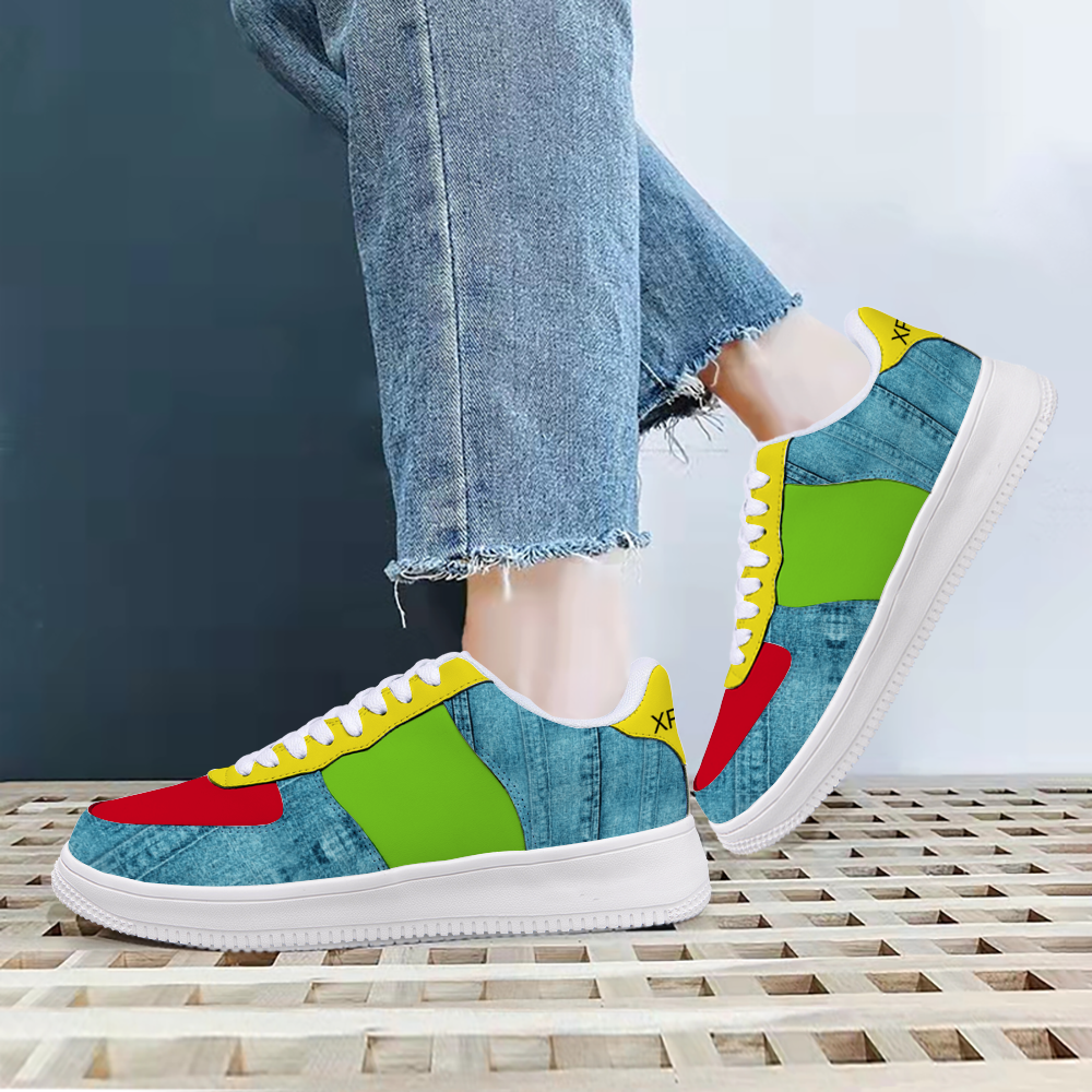 Denim Color Blocked Unisex Leisure Sports Shoes