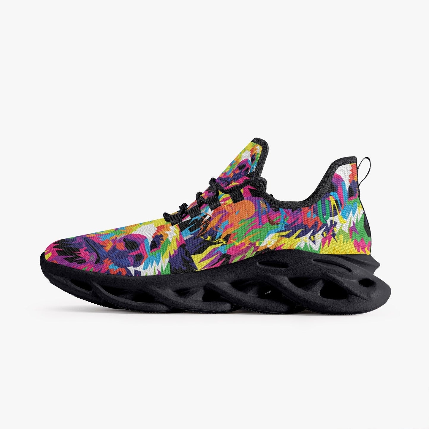 Animal Print Bounce Mesh Knit Sneakers - Black - Xpreshun Fashions