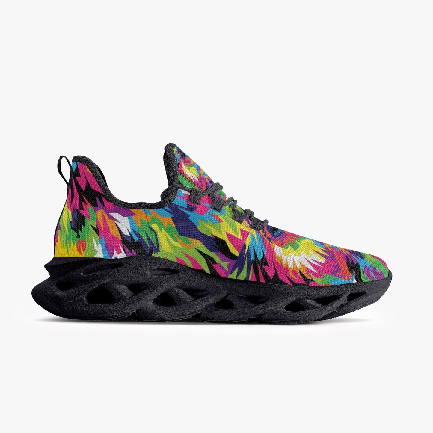 Animal Print Bounce Mesh Knit Sneakers - Black - Xpreshun Fashions
