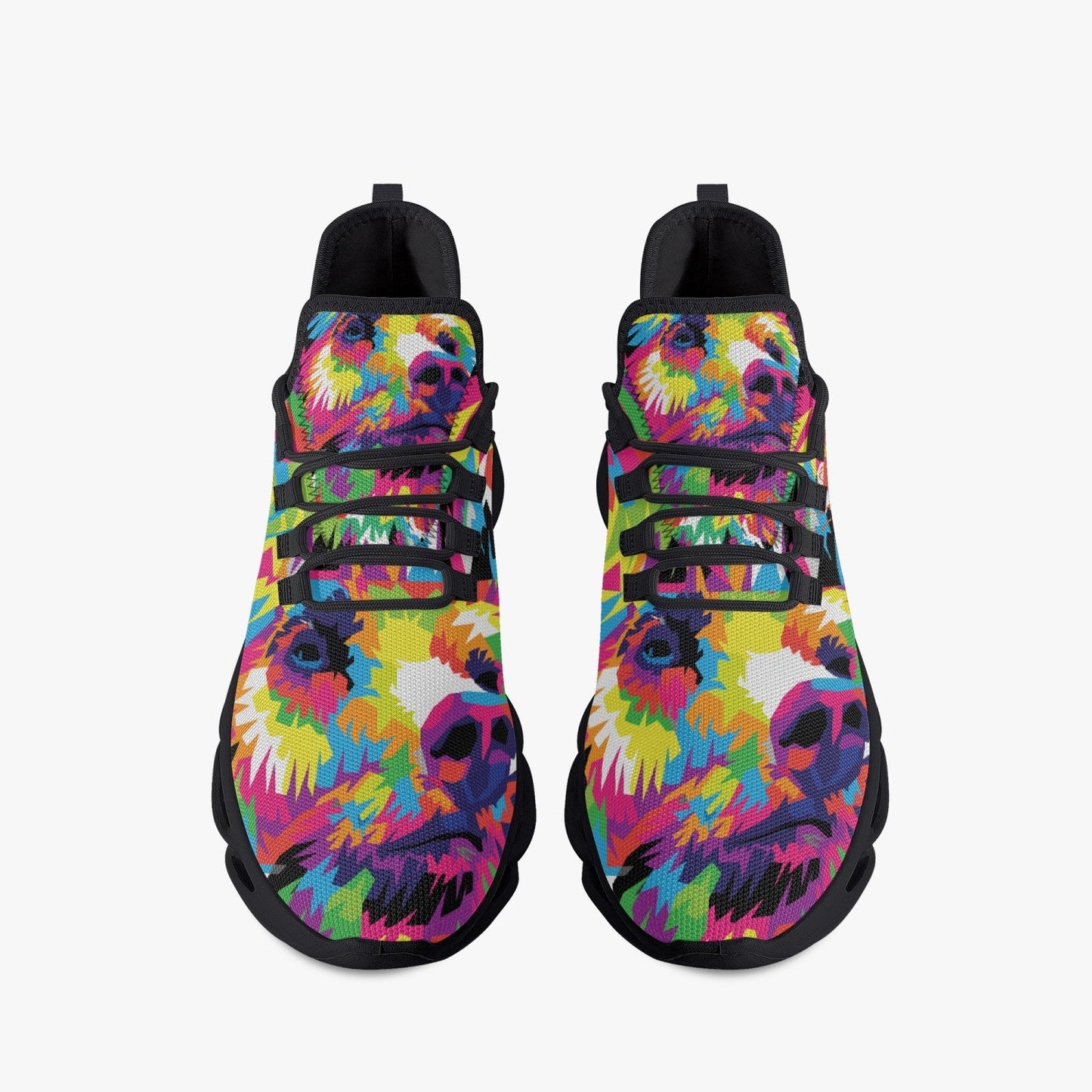 Animal Print Bounce Mesh Knit Sneakers - Black - Xpreshun Fashions
