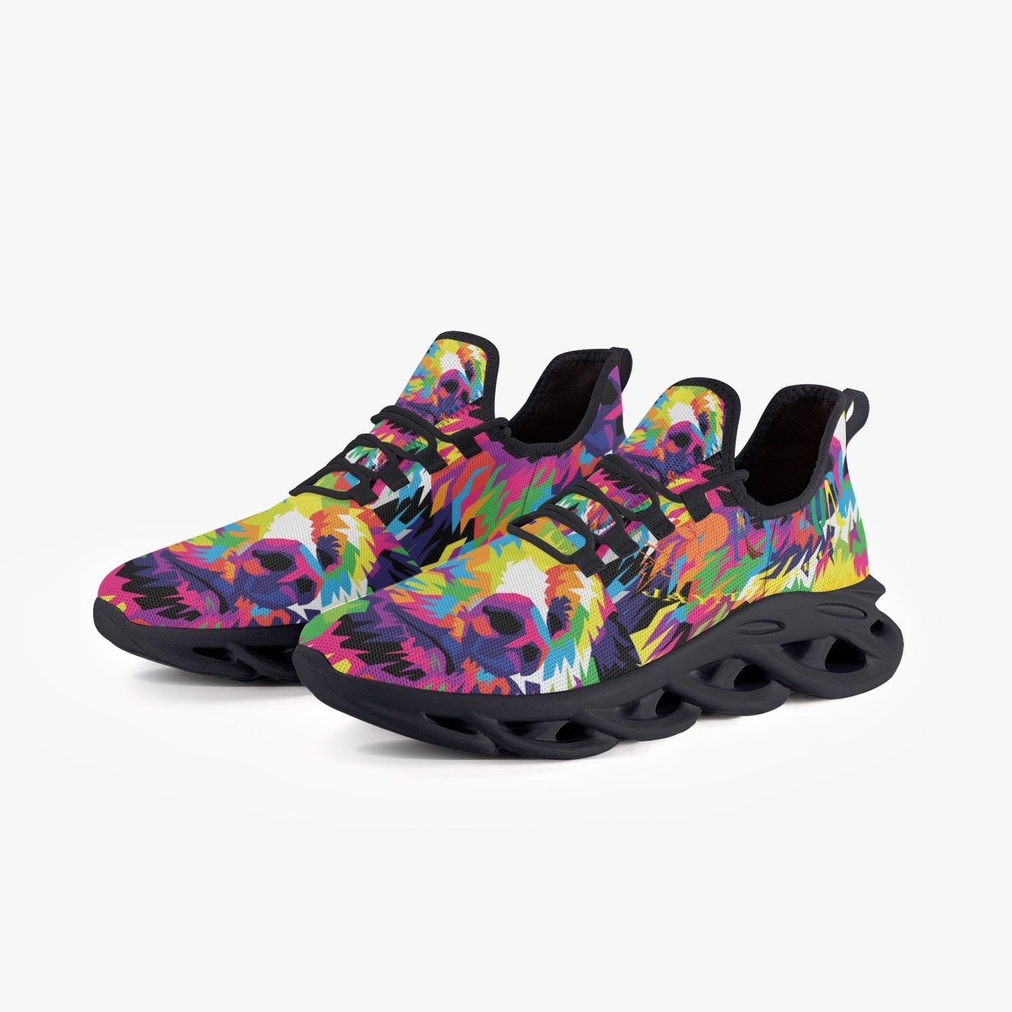 Animal Print Bounce Mesh Knit Sneakers - Black - Xpreshun Fashions