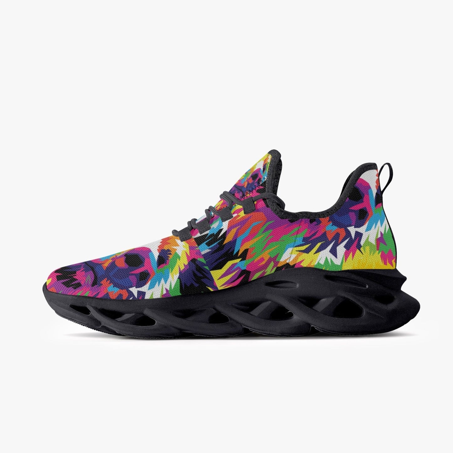 Animal Print Bounce Mesh Knit Sneakers - Black - Xpreshun Fashions