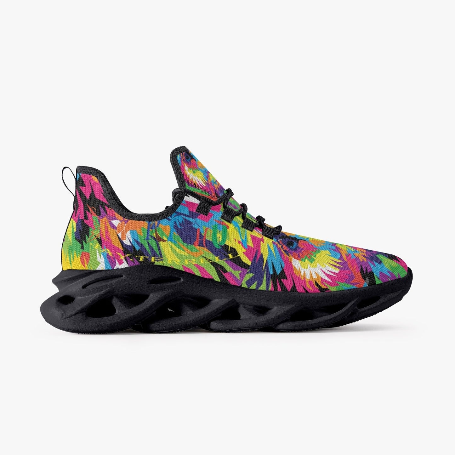 Animal Print Bounce Mesh Knit Sneakers - Black - Xpreshun Fashions
