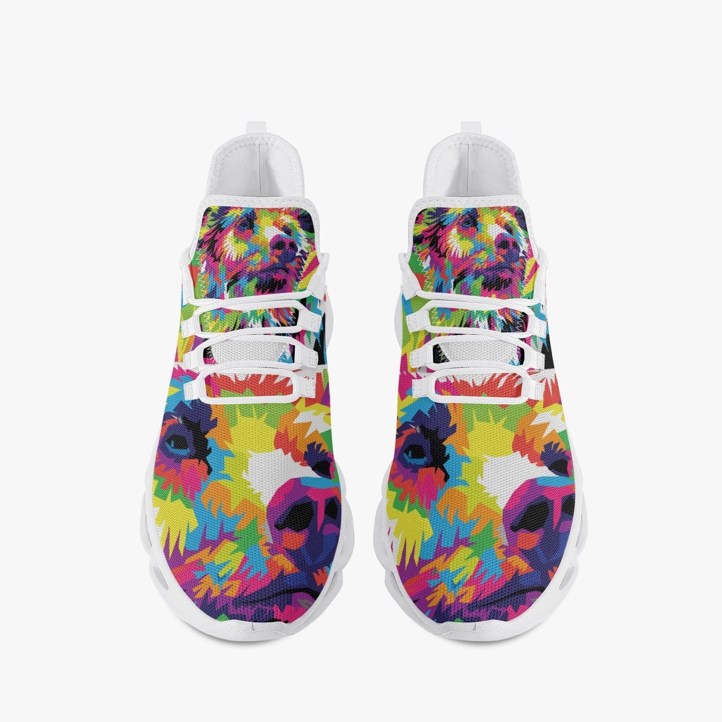 Animal Print Bounce Mesh Knit Sneakers - White - Xpreshun Fashions
