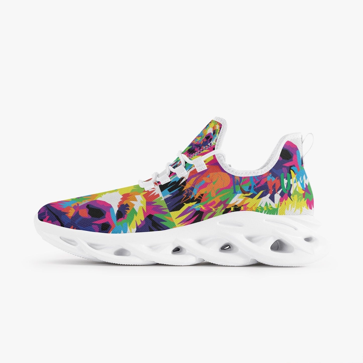 Animal Print Bounce Mesh Knit Sneakers - White - Xpreshun Fashions