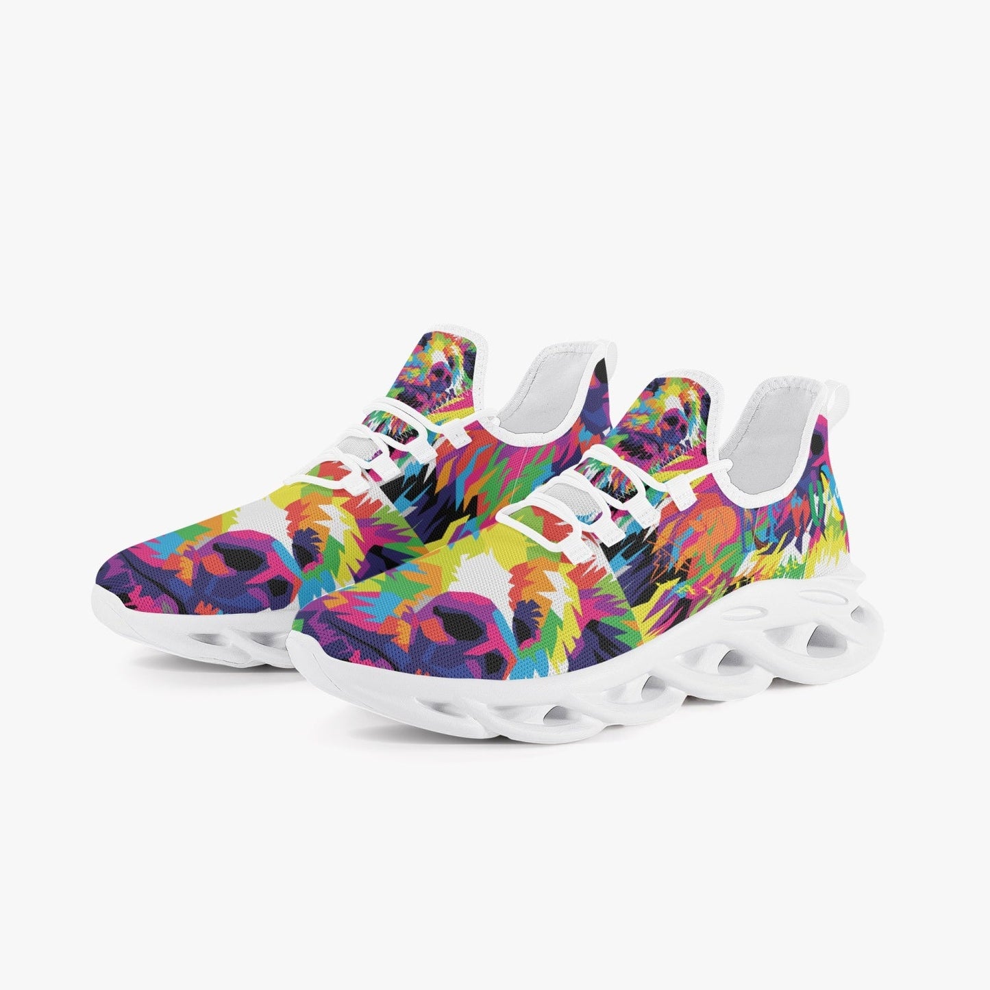Animal Print Bounce Mesh Knit Unisex White Sneakers