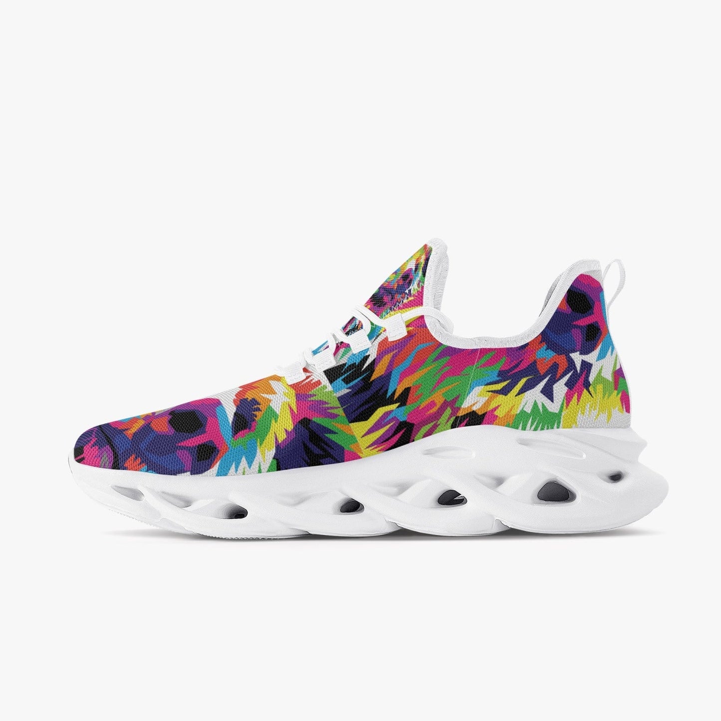 Animal Print Bounce Mesh Knit Sneakers - White - Xpreshun Fashions