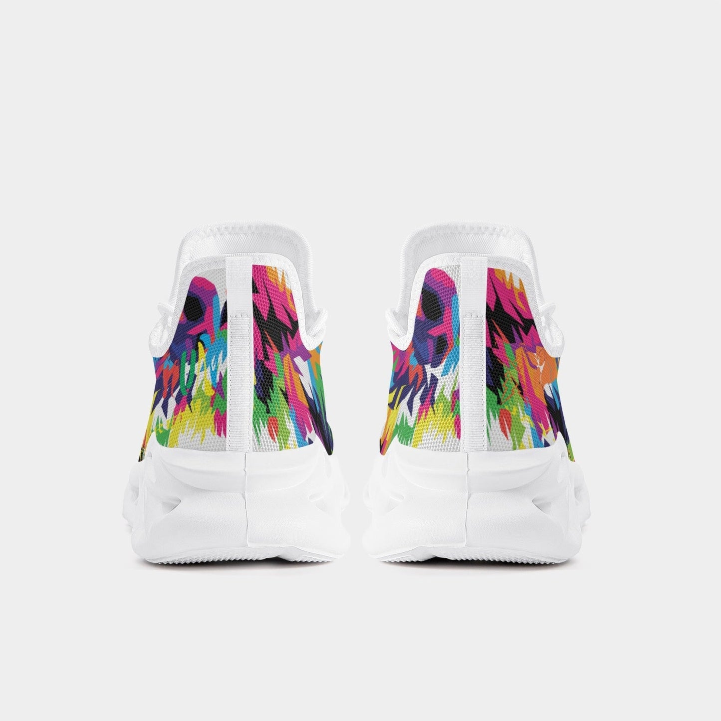 Animal Print Bounce Mesh Knit Sneakers - White - Xpreshun Fashions