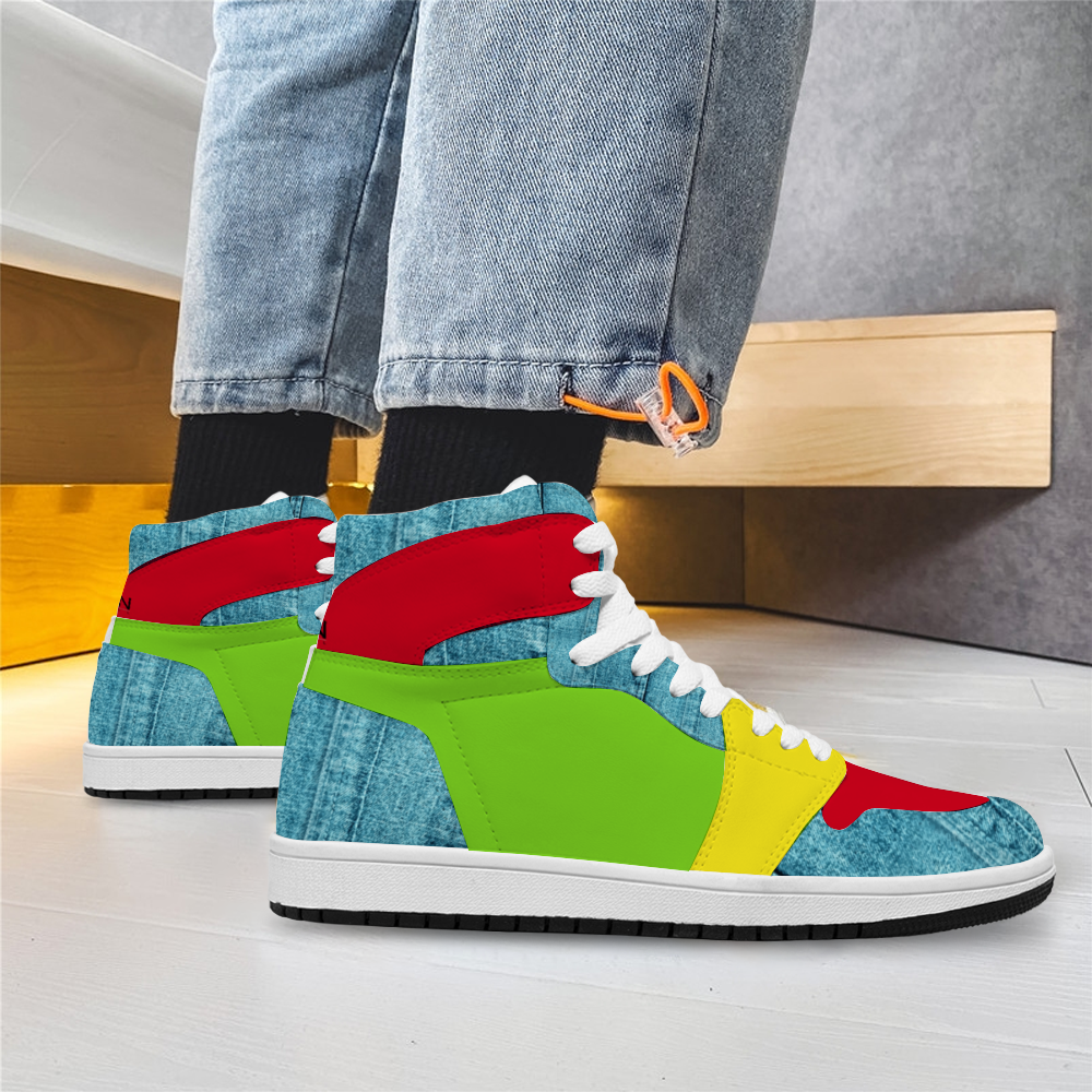 Denim Color Blocked Unisex Basketball Sports Shoe
