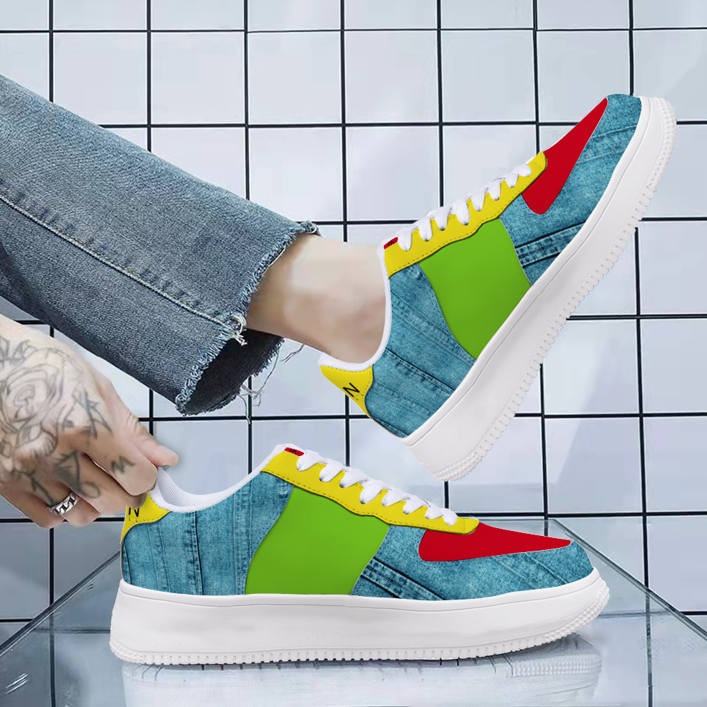 Denim Color Blocked Unisex Leisure Sports Shoes