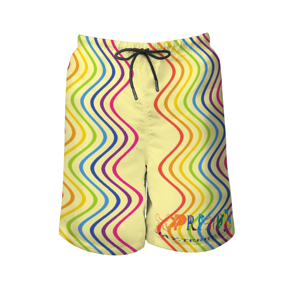 A Groovy Rainbow Quick Drying Swim Trunks Beach Shorts with Mesh Lining