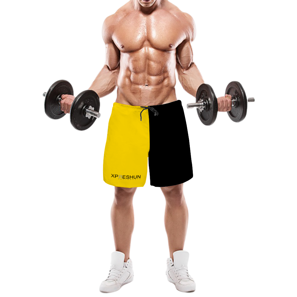 Black and Gold Quick Drying Swim Trunks Beach Shorts with Mesh Lining