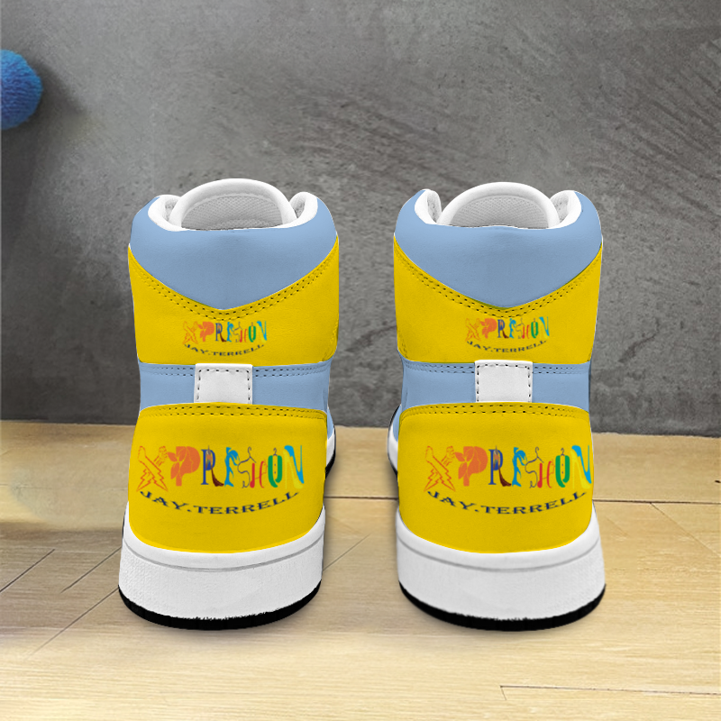 Xpreshun Carolina Blue, Gold and Red Custom Unisex Basketball Shoe