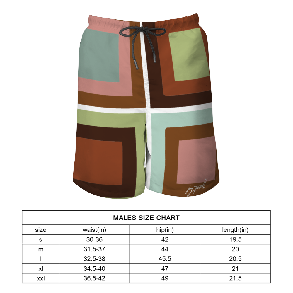 Xpreshun 4-Squared Men's Quick Drying Swim Trunks Beach Shorts with Mesh Lining
