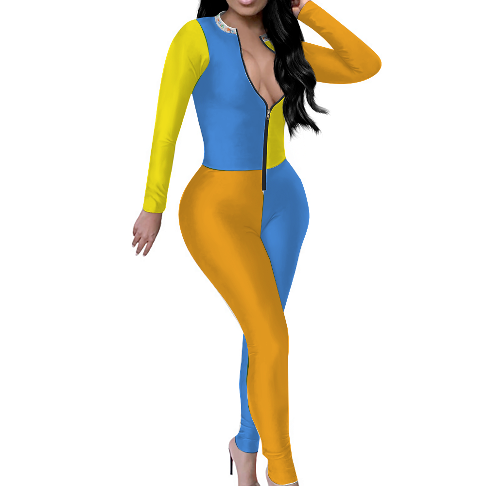 Xpreshun's Sexy Front Zip Long Sleeve Bodysuit