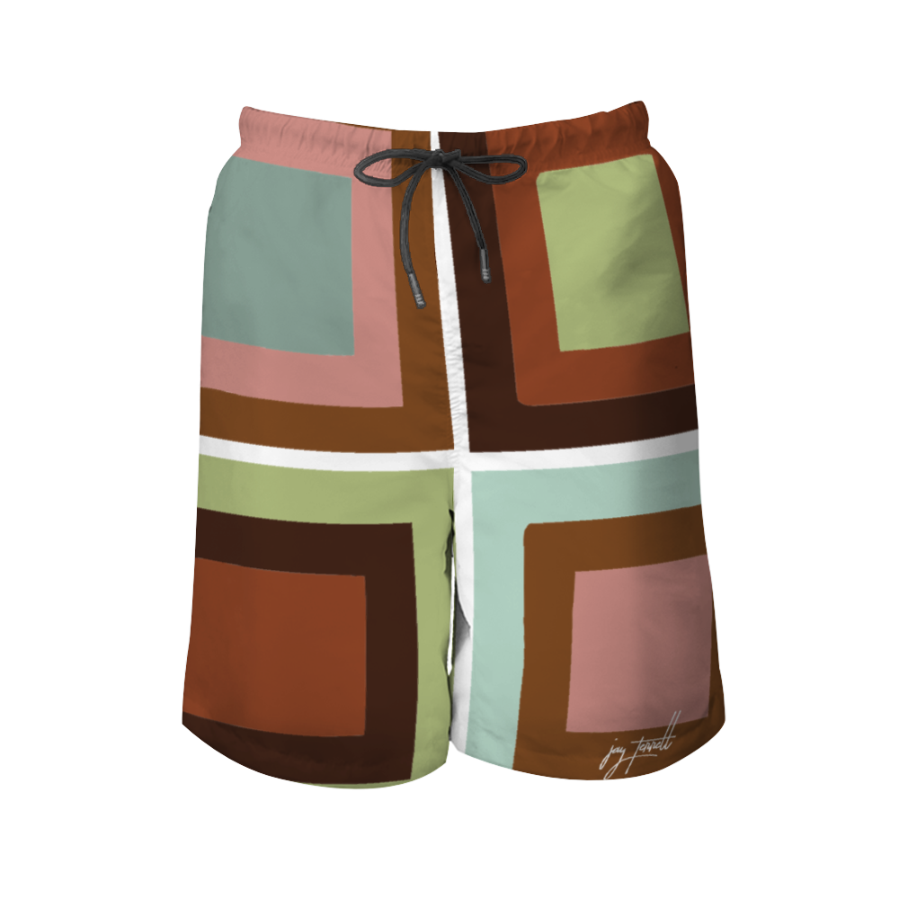 Xpreshun 4-Squared Men's Quick Drying Swim Trunks Beach Shorts with Mesh Lining