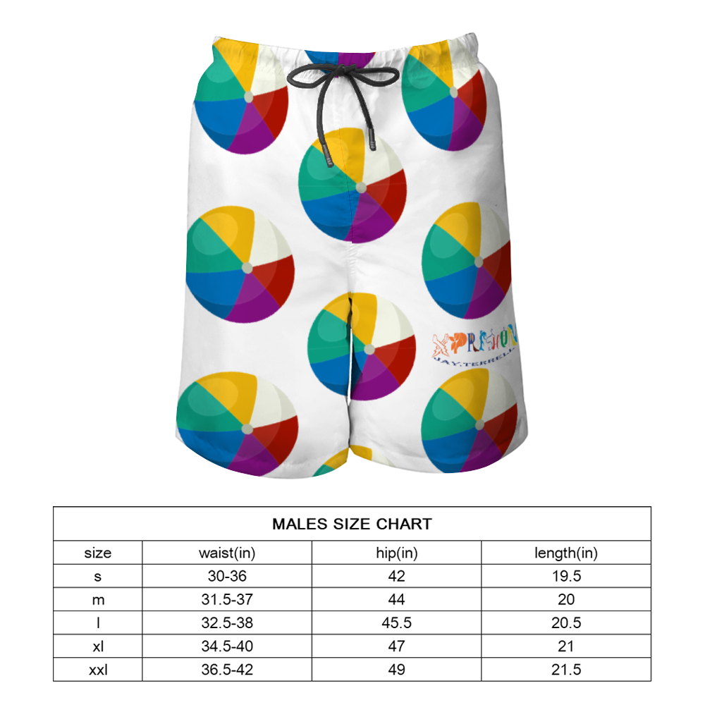 Xpreshun Beach Balls All Over Print Men's Quick Drying Swim Trunks Beach Shorts with Mesh Lining