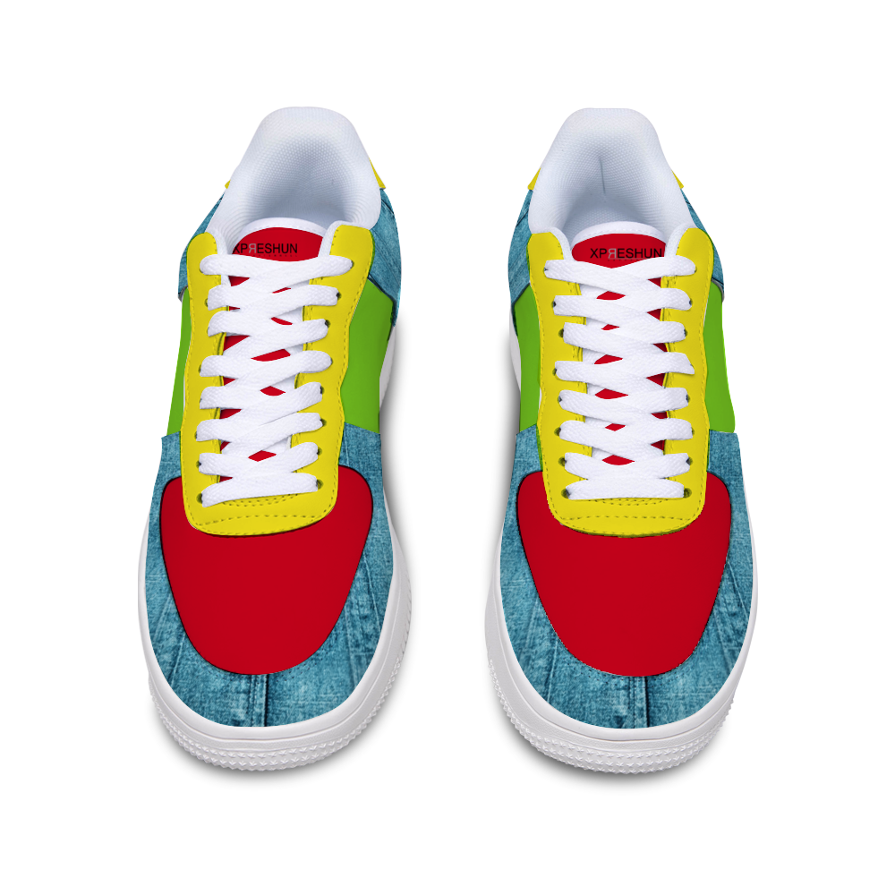 Denim Color Blocked Unisex Leisure Sports Shoes