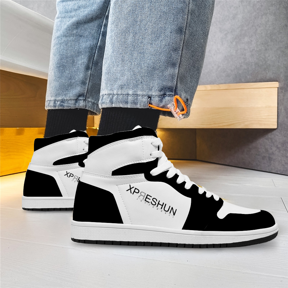 Xpreshun Black and White Unisex Basketball Shoe