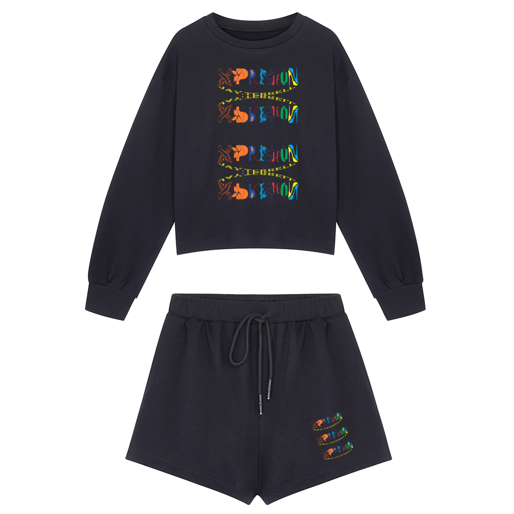 Xpreshun Logo Unisex Cotton Long Sleeve Shirt & Shorts Set