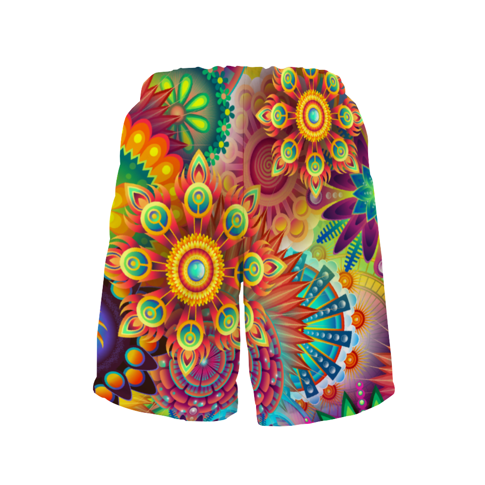 Xpreshun Trippy Flowers Men's Quick Drying Swim Trunks Beach Shorts with Mesh Lining