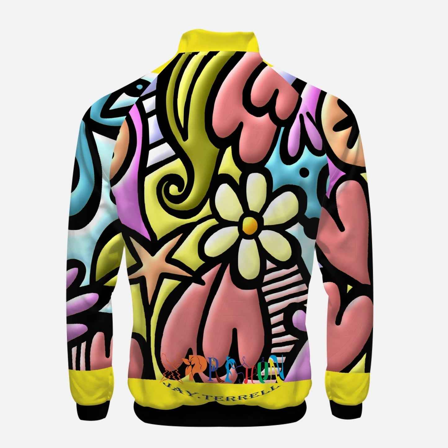 Graphic Flowers of Xpreshun Stand Collar Zipper-up Hoodie
