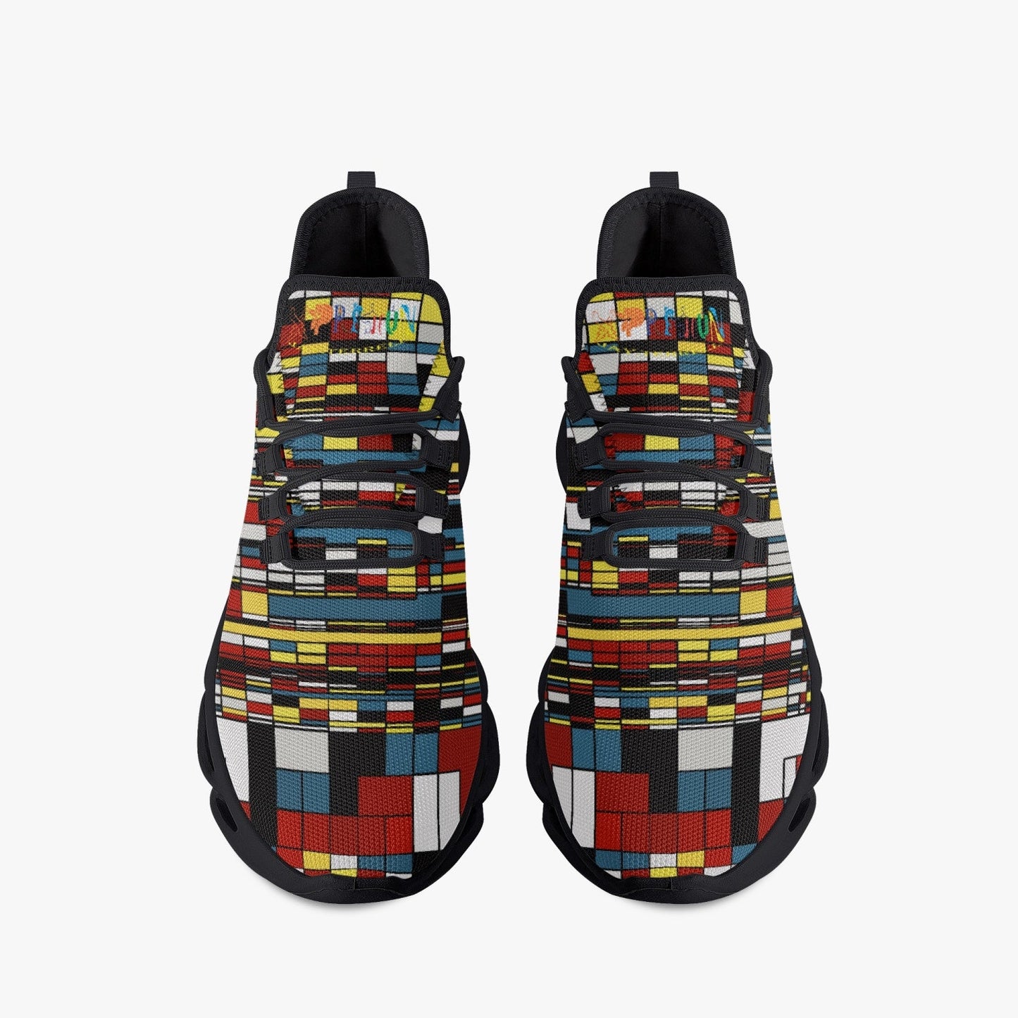 Jay Terrell Rubik Cube Bounce Mesh Knit Sneakers - Black - Xpreshun Fashions